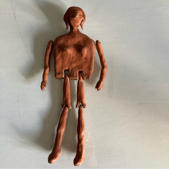 Handcrafted Clay Hinged Figural Sculpture - Picture 3 of 8